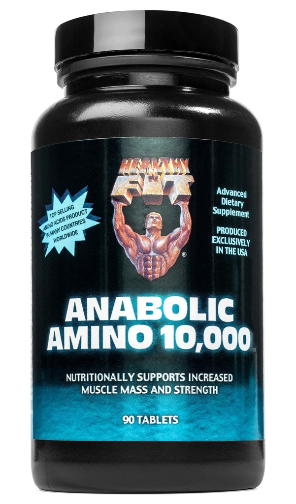 Zdrowe i zdrowe anaboliczne Amino 10 000, 90 tabletek, butelka