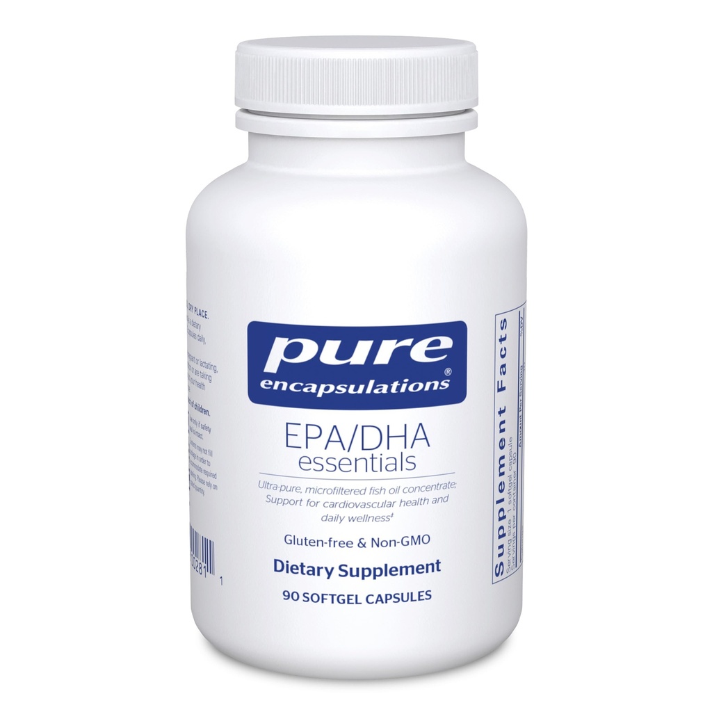 Pure Encapsulations EPA / DHA Essentials - Fish Oil Concentrat Supplement to Support Cardival Health - Premium EPA & DHA Supplement with Omega 3- 90 Softgel kapsułki