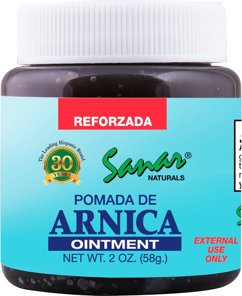 Sanar Naturals Arnica Dark Ointment Relief, 2 oz - Szybkie działanie dla Joint, Back, Neck, Knee, Ręka, Stopa i więcej, Rozmiar podróży