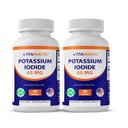 Iodid potasu witaminowego 65 mg na jedną porcję - 60 tabletek - Wsparcie dla tarczycy - Pigułki KI (60 sztuk (opakowanie po 2))