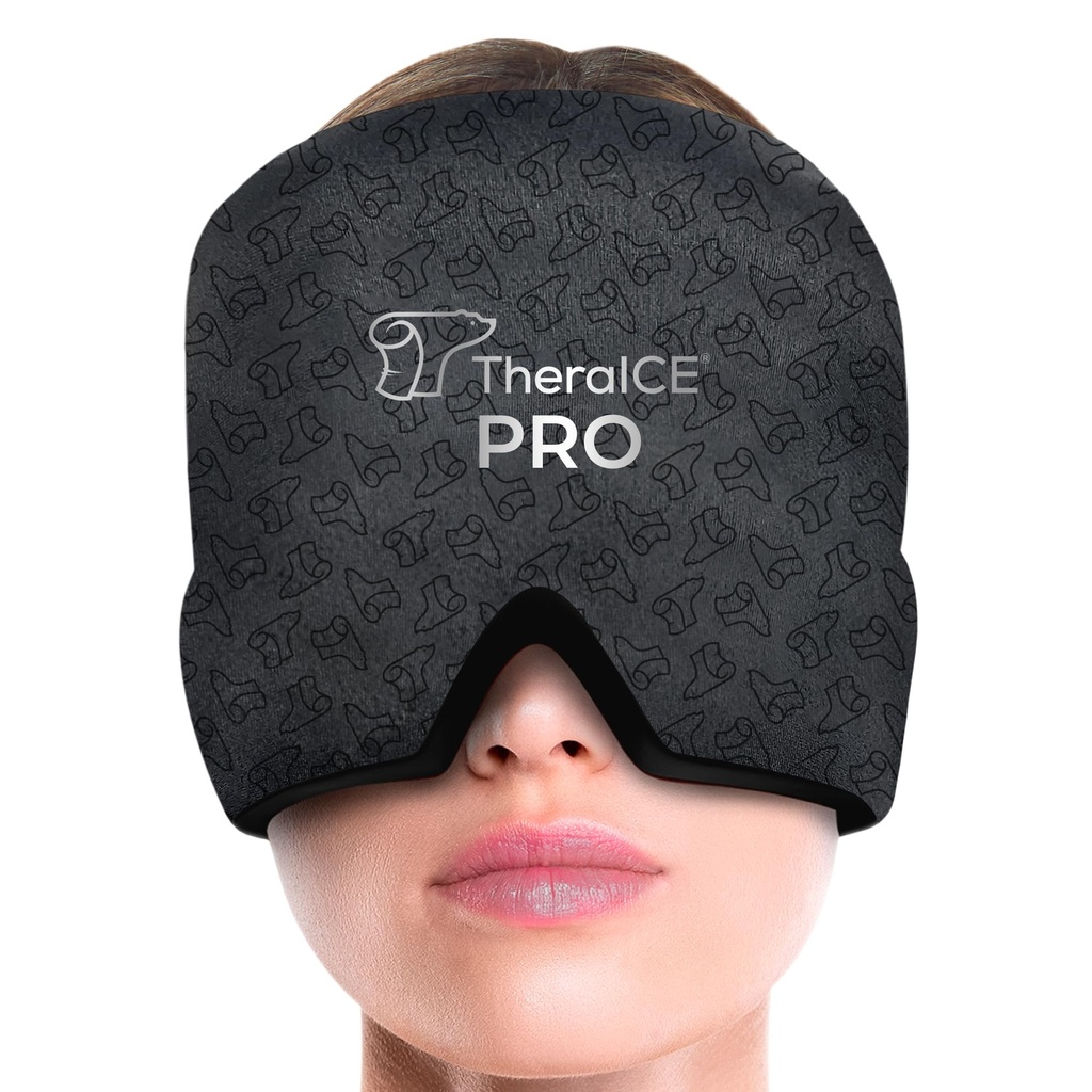 TheraICE Migrena Relief Cap PRO, Ból głowy Relief Cap, Ice Face Mask, Zimna głowica kompresji Relief ból głowy, Stres & Kac, FocusZone Technology zapewnia dodatkowe chłodzenie i ciśnienie