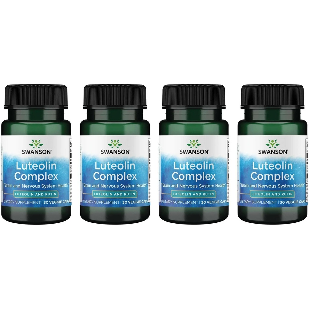 Swanson Luteolin Complex w / Rutin - Suplement do Wspomagania Mózgu Promowanie Pamięci, Nastrojów i Zdrowia Kognitywnego - Naturalna formuła pomóc utrzymać system nerwowy - (30 Kapsułki wegetariańskie) 4 Pack