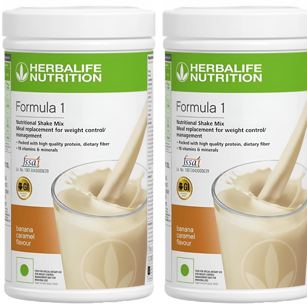 Herbalife Formuła 1 Nutritional Shake Mix - Opakowanie po 2, 500 g Każdy - Herbalife Shake - Herbalife Protein Powder - Herbalife Weight Loss Meal Replacement (Banana - Banana)