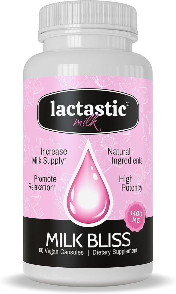 Lactastic ® Milk Bliss ™ - Wysoka moc organiczna suplement do laktacji - Organic Moringa, Milk Thistle, Passionflower & Valerian Root - 60 Kapsułek wegetariańskich