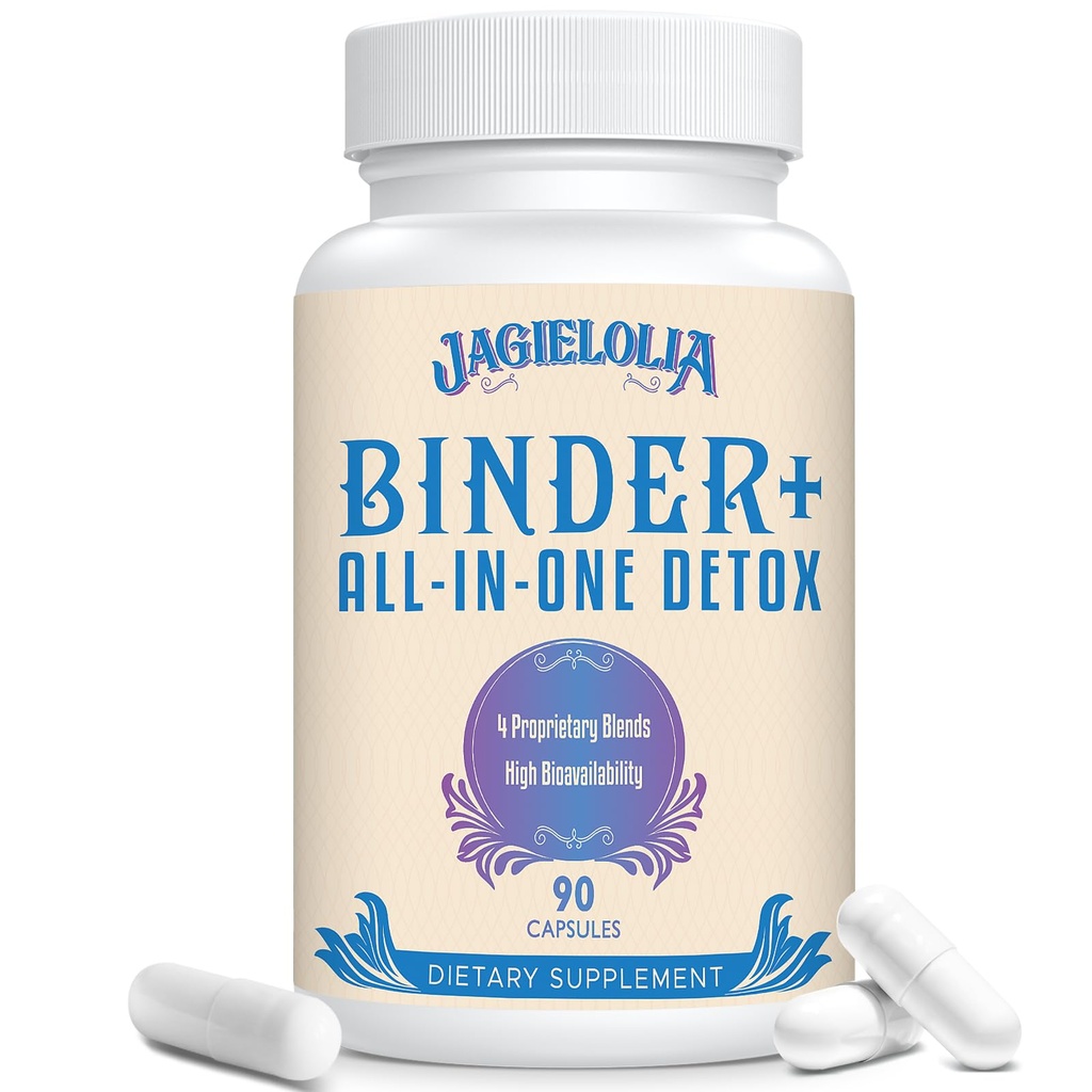 All- in- One Detox Binder Supplement 1500 MG - Wysoka dostępność biologiczna, Wątroba Gut Detox Cleanse z aktywowanym węglem, Zeolite & Bentonite Clay dla toksyn, Wątroba, Digestive, 90 Kapsułki wegańskie