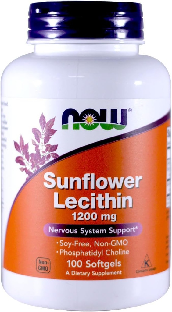 Teraz żywność Lecytyna słonecznikowa Non-GMO, 1200mg, 100 Sgels (2 opakowania)