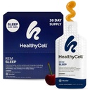 Healthycell REM Sleep Assistance Supplement dla dorosłych - Płynny żel Extra Siła Sleep Supplement z Melatoniną, Magnezem, L- Theaniną, GABA & Natural Calming Herbs - 30 żelowe opakowania, Cherry Flavored