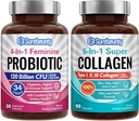 Probiotic + Collagen Bundle, 4- in-1 Feminine Probiotic (30ct) & 6- in-1 Super Collagen (90ct), 2 Pakiety, Żurawina, Digestive & Healthy Aging Support, Non-GMO