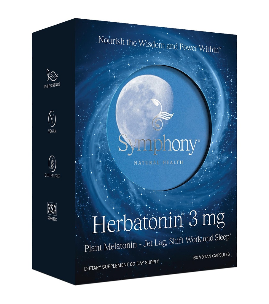 Herbatonina 3mg - Tylko roślina naturalna Melatonina naturalny cykl snu, Zegar ciała i Circadian Rhythm Support for Jet Lag, 60 Kapsułki wegańskie (60 Day Supply)