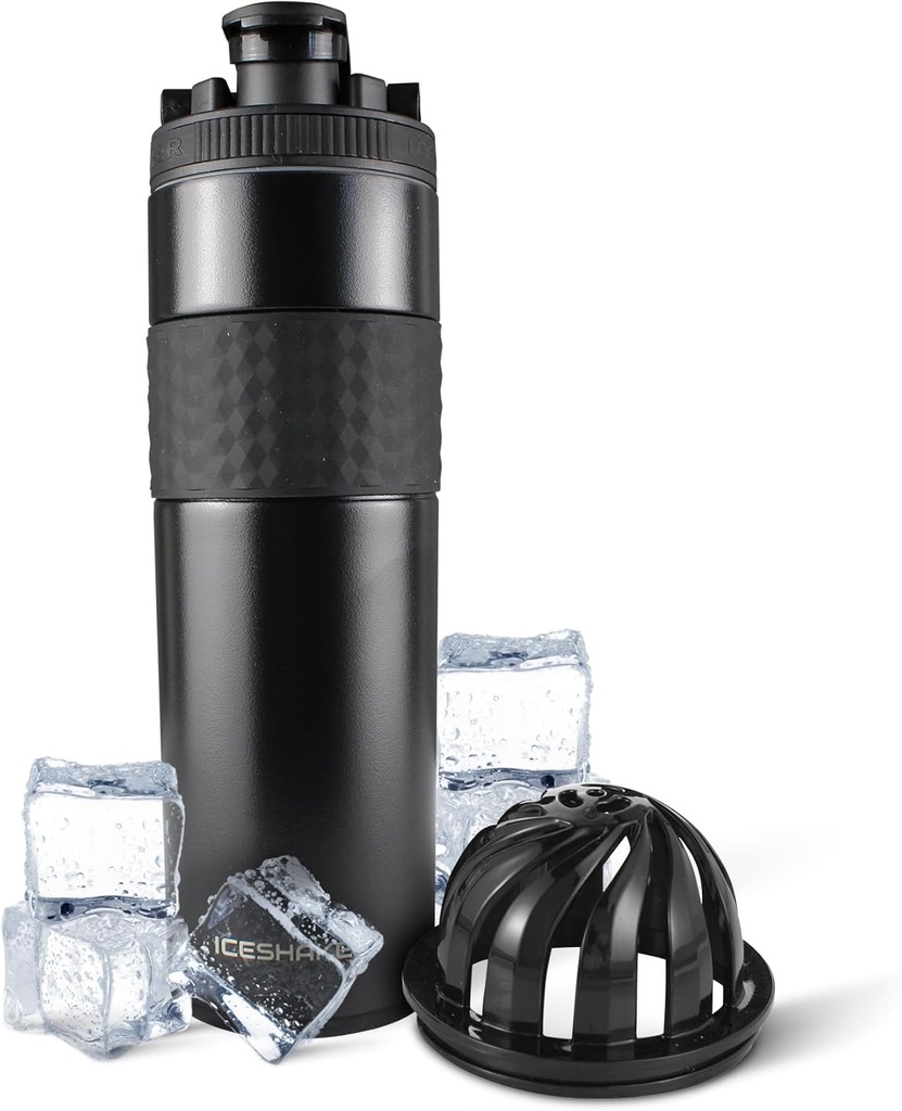 Ice Shaker Izolowana stal nierdzewna Shaker Butelka 124; 20 oz, czarny 124; Zimno na 24 + godziny 124; Izolowany Cup z Twist- na Agitator 124; Bezsodowa Butelka do Shakes Protein, Woda, Smoothies, Koktajle