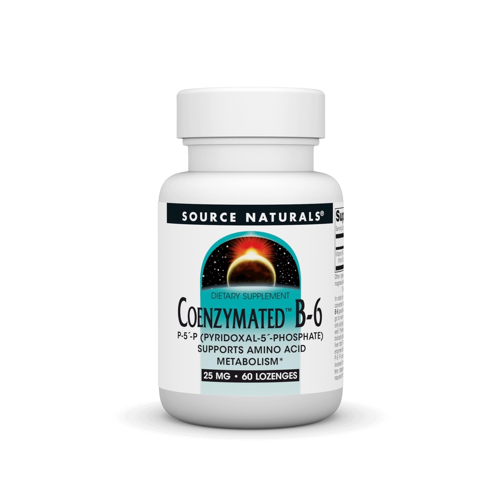 Źródło Naturals Coenzymated B- 6 25mg P- 5 Pyridoxal- 5 Fosfat Fast- Acting, Szybkie rozpuszczanie Witaminy Wspiera Metabolizm aminokwasów * - 60 Lozenges