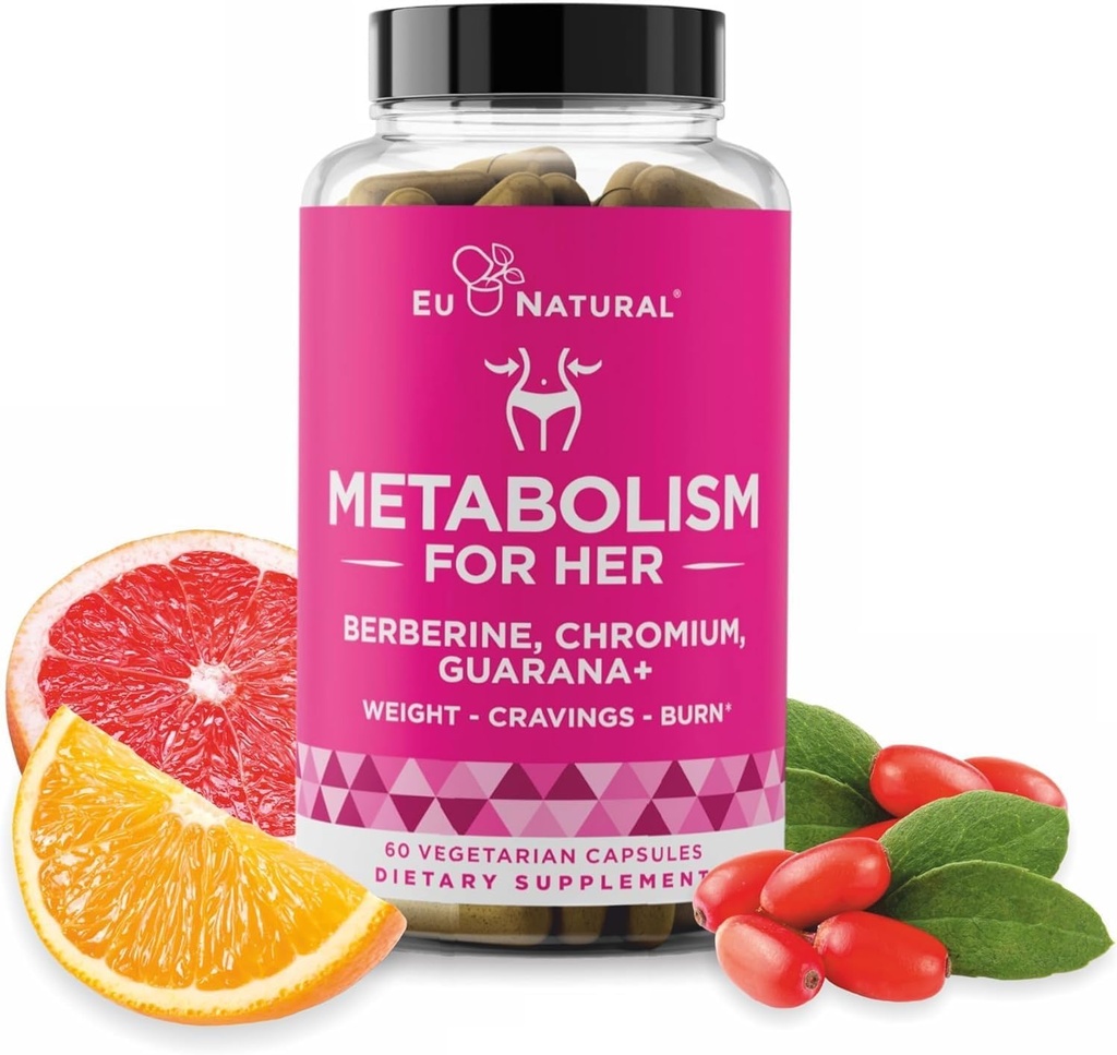 Metabolizm dla niej - Apetite & Metabolizm Wsparcie dla Kobiet - Łysienie curb, Zmniejszenie spożycia kalorii i Promowanie Uczuć pełności - Berberina, Pikolinian chromu i Guarana - 60 Kapsułki Veg