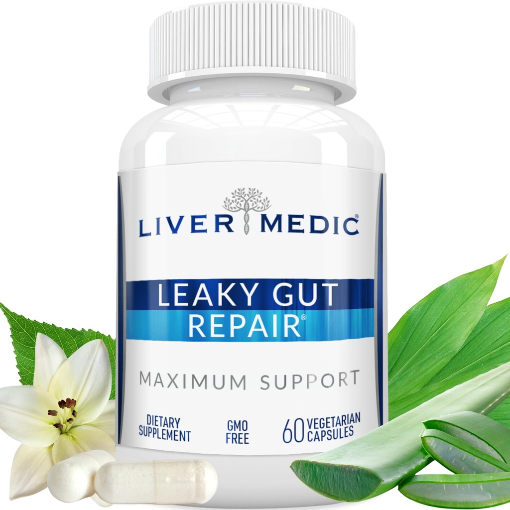 Leaky Gut Naprawa Natural Gut Suplement zdrowia Glutamina Organic Slippery Elm NAG Marshmallow Root Aloe Vera SM Quercetin Bromelain Promotes Digestive Ease, Gut Wellness 1000mg 60 Czapki