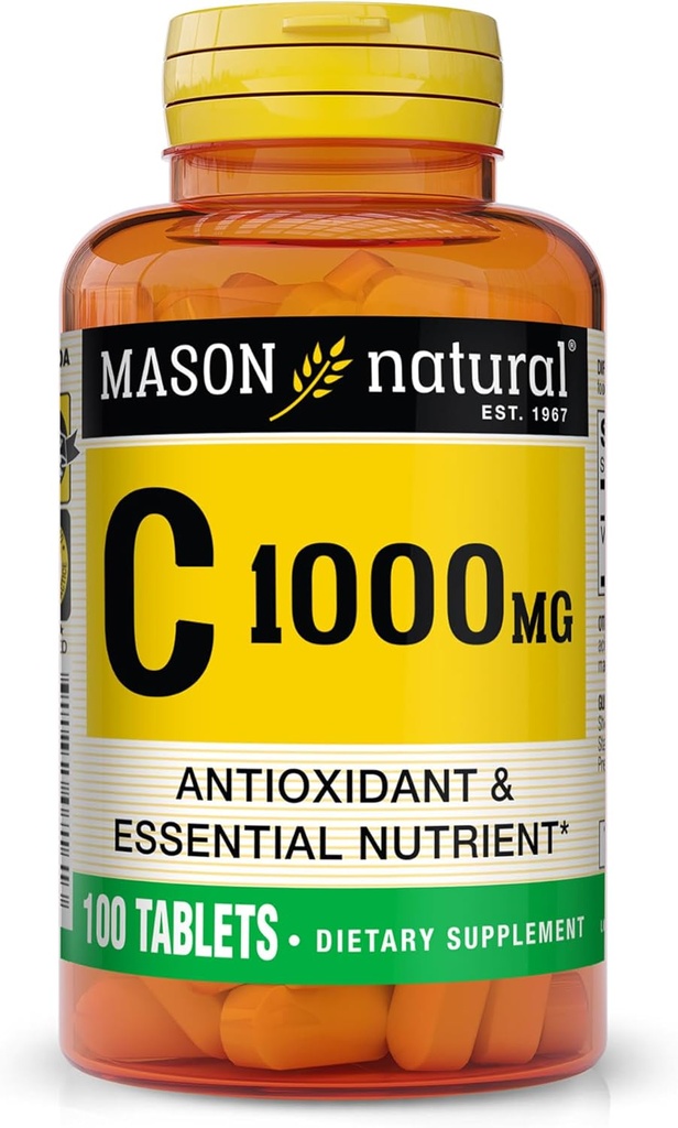Witamina C 1000 mg, 100 Day Supply, wspomaga zdrowy system immunologiczny, przeciwutleniacz i zasadniczy składnik odżywczy, 1 opakowanie