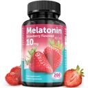 Tabletki melatoninowe - 10 mg Suplement diety - Truskawka Smakowana - 200 tabletek wegańskich - NextGenU