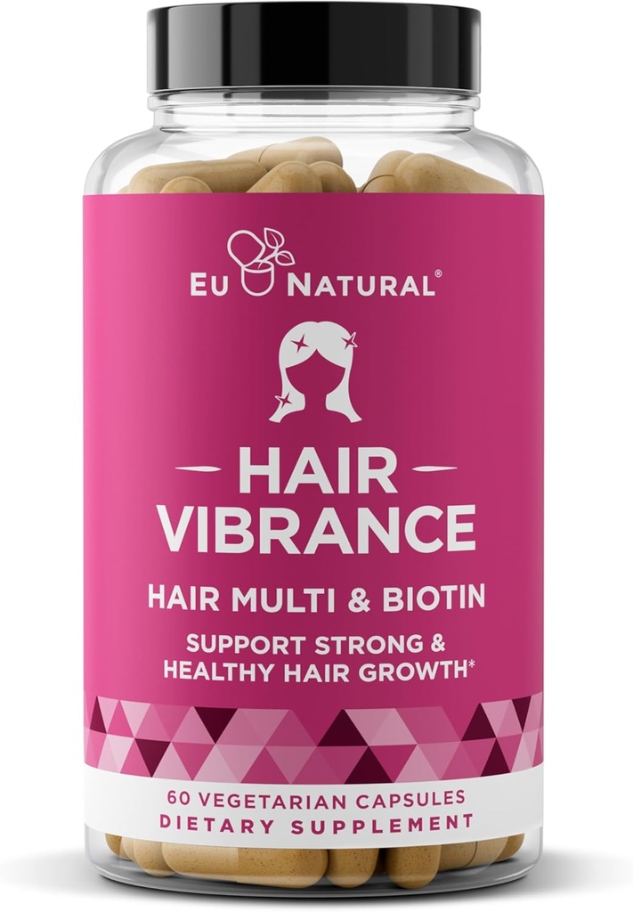 Vibrance Hair Growth Vitamins for Women – Grow Hair Faster, Healthier, and Stronger with Potent MultiBlend of Biotin & OptiMSM – Supports Thicker, Shinier Hair & Regrowth – 60 Vegetarian Soft Capsules