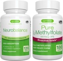 Neurobalance Cynk, Magnez i Witamina B6 + Pure Folate 400mcg Wegan Bundle, Chelated Cynk Picolinate 24 mg, Magnez i Witamina B6 + Zoptymalizowany L- Metylofolan, przez Igennus