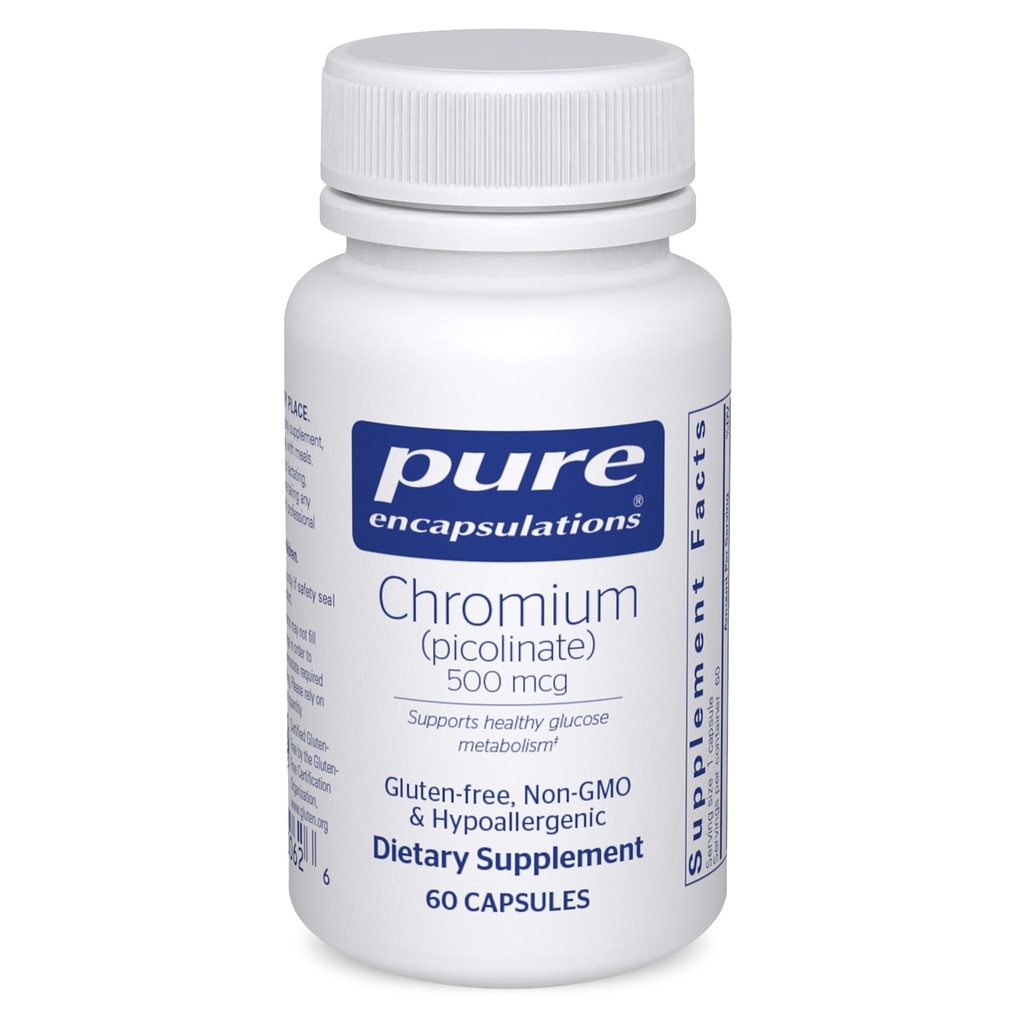 Czyste enkapsulacje Chrom (Pikolinian) 500 μg - dla metabolizmu lipidów i węglowodanów * - Suplement mineralny - Superior Absorption Chrom Supplement - Vegan & Gluten Free - 60 kapsułki