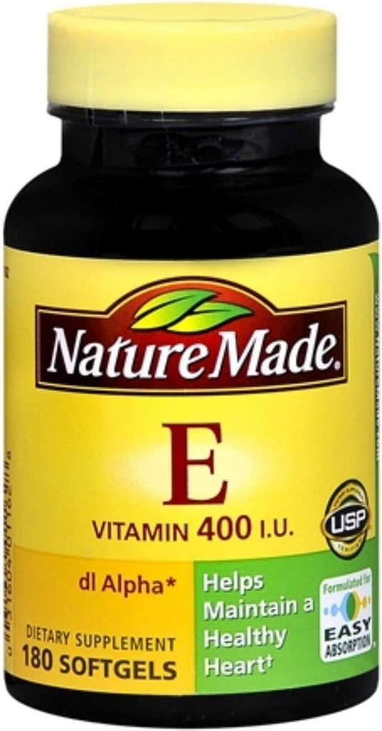 Nature Made dl- Alpha Witamina E 400 IU Softgels 180 Soft żele (Opakowanie po 8)