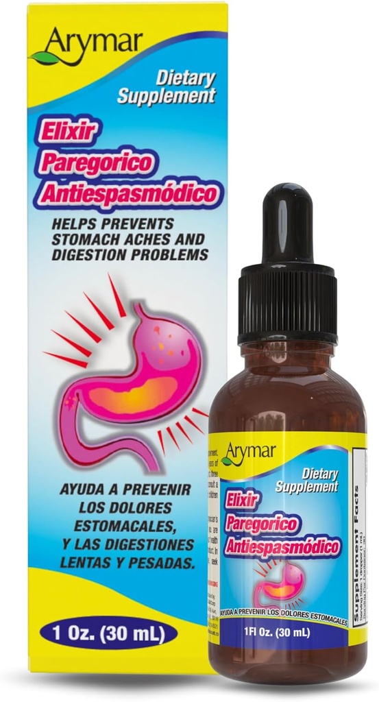 Arymar Elixir Paregorico Antiespasmodico - Suplement do wsparcia pokarmowego - 1 oz