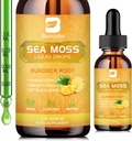 Sea Moss Liquid Drops - Organic Irish Sea Moss Gel z Spirulina, Bladderwrack, Burdock Root, Pinapple Seamoss Gel Supplement for Joint, Detox Cleanse & Wsparcie trawienia - 2 Fl Oz, Wegan