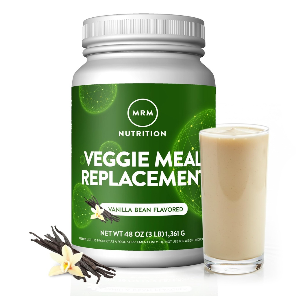 MRM Nutrition Veggie Meal Replacement Protein: 124; Vanilla Bean Flavored: 124; 22g Kompletne białko roślinne: 124; Posiłek na-The- go: 124; Głód Mediate: 124; Zbalansowana formuła makroskładnikowa: 124; 28 podań