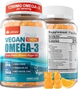 Wegańskie gumki Omega-3 1280mg + COQ10 + witamina D3 K2 (MK7), Omega 3 alternatywa oleju rybnego dla dorosłych w / EPA 600mg DHA 400mg & MCT Oil, No Fish Taste from Marine Algae, for Brain, Eye, Immunitet, 1 Pack