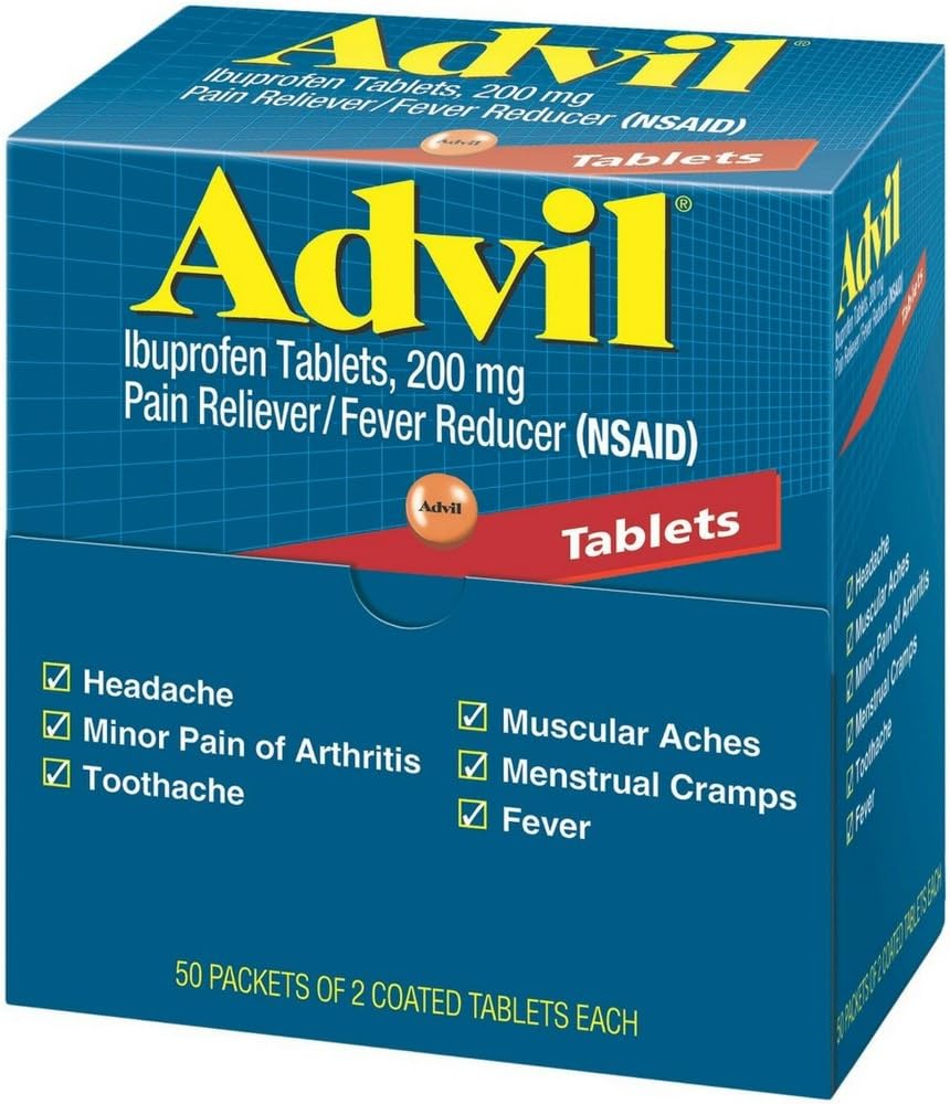 Advil Ibuprofen, 200mg, 50 opakowań po 2 tabletki powlekane (opakowanie po 4)