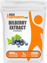 BulkSupplements.com Bilberry Extract Powder - Bilberry Extract Supplement, Herbal Supplement - Vegan & Glulten Free, 500mg na jedną porcję, 1 kg (2,2 kg) (opakowanie po 1)
