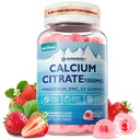 Suplement do cytrynianu wapnia 1000mg dla kobiet i mężczyzn, 6- in-1 Magnezu wapnia Gummie cynku + Witamina D3, B6 i Potas Wysoka absorpcja dla kości, Zęby, Mięśnie i Nerwy Zdrowie, Wegan, Cukier wolny, 60Cts