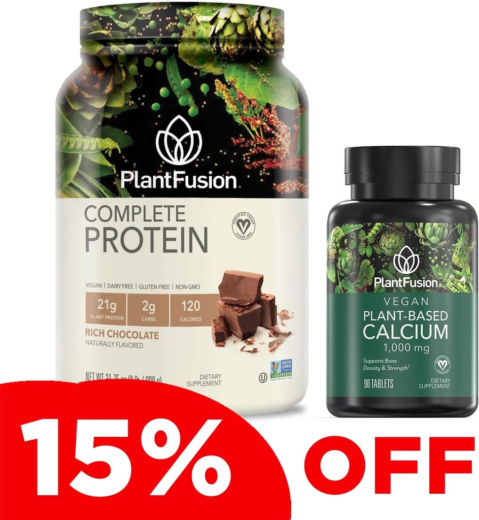 PlantFusion Complete Vegan Protein Powder & Wapnia Bundle - Plant Based Protein Powder with BCAA, Digestive Enzymes and Pea Protein