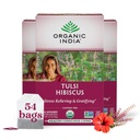 ORGANIC INDIA Tulsi Hibiscus Tea Basil Herbal - Holy Basil Herbal Tea, Stress Relieving, Calming, Wsparcie immunologiczne, USDA Organic, Kofeina Free -18 Bags, 3 Pack