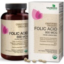 Futurebiotyki Kwas foliowy 800mcg z Organic Lemon Peel USDA Certified Organic, 120 Tabletki wegetariańskie