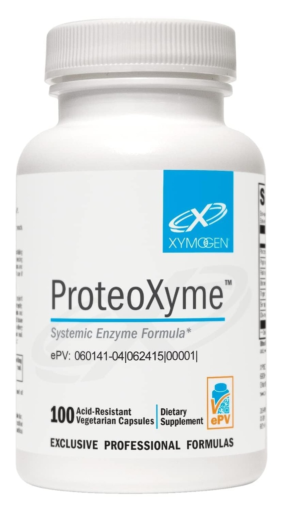 XYMOGEN ProteoXyme - Enzymy pancreatic, Serrapeptaza, Rutin, Papain & Bromelain - Zaprojektowane w celu wspierania integralności tkanek i zdrowej równowagi układu immunologicznego (100 kapsułki odporne na działanie kwasu)