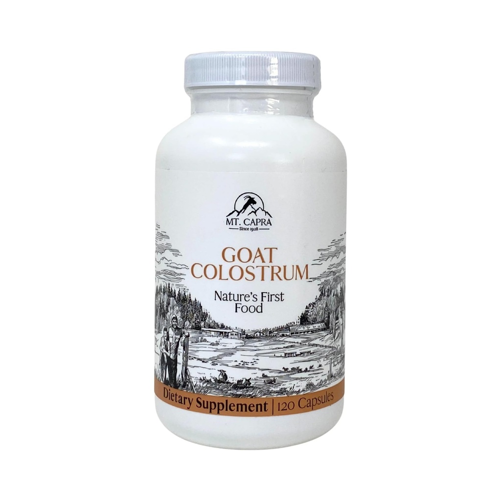 Mt. Capra Kozi Mleko Colostrum 124; dla zdrowego systemu immunologicznego, Gut i Athletic Performance 124; Grass- Fed, Wysoka w Immunoglobulin 124; 30 Sług - 120 Kapsułki