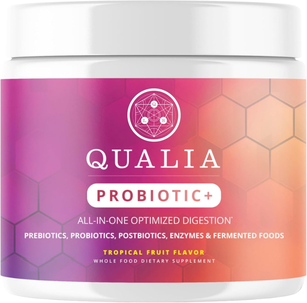 Qualia Probiotic - 28 Science- Backed Probiotyki zarodkowe, Prebiotyki i Postbiotyki. Total Gut Support. Pociesza Digestive dyskomfort. Etycznie pozyskiwane. Promuje wzrost Akkermansia. 1 miesiąc dostaw