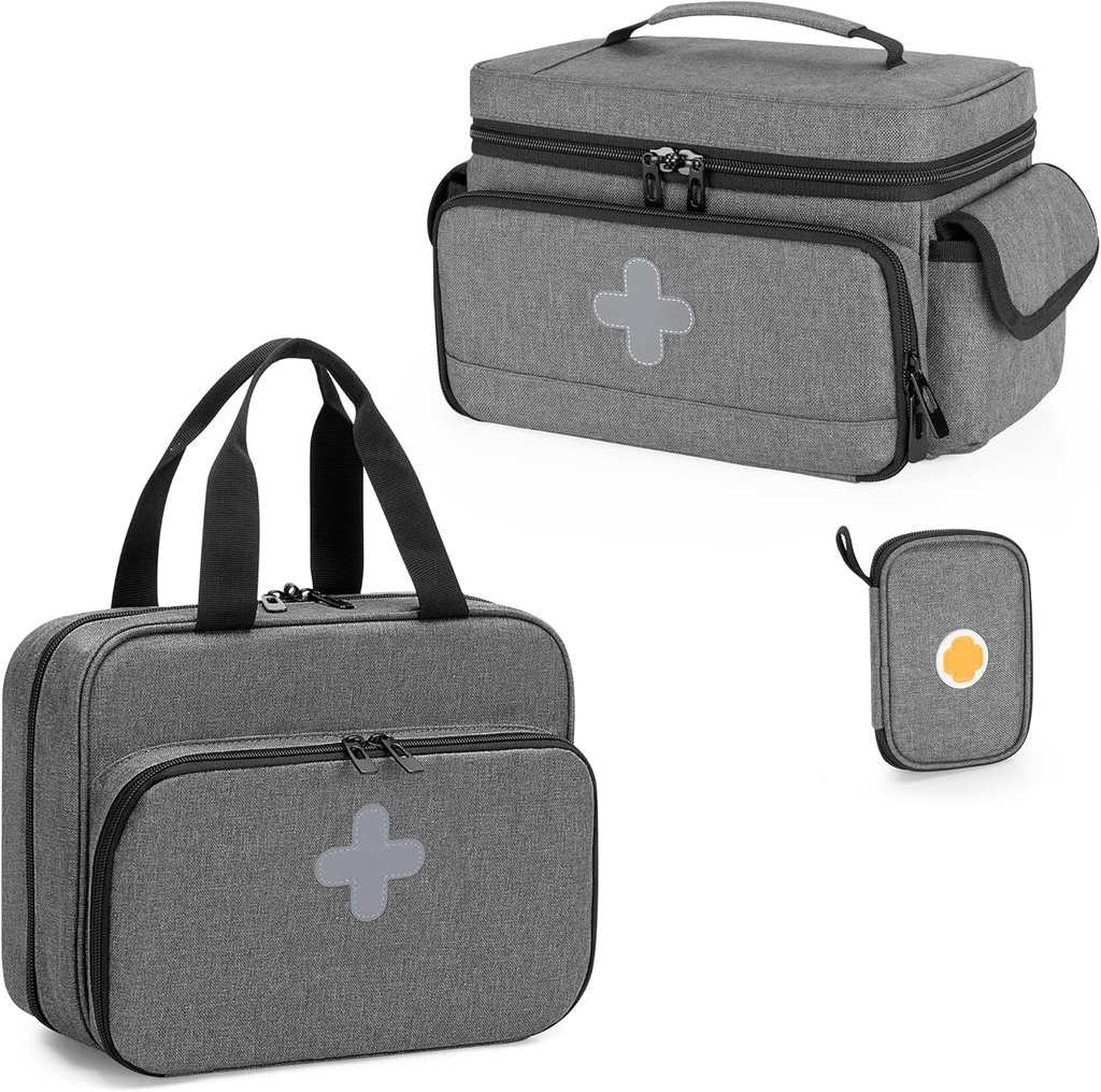 CURMIO Medicine Storage Bag Puste, Lockable Pill Bottle Organizer z przenośnymi Zippert Pouches dla Zestawy pierwszej pomocy, Medicine Box dla domu i podróży