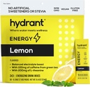 Hydrant Energy Lemon Flavor 30 Stick Pack, Kofeina & L- Theanine Rapid Hydration Mix, Electrolyte Hydration Puder Pakiety z cynku