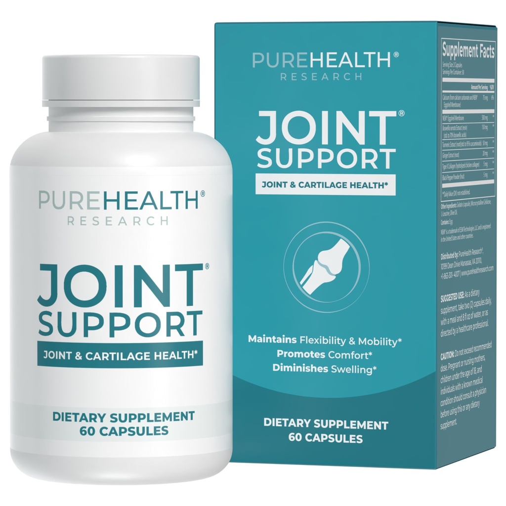 PUREHEALTH BADANIA NAUKOWE Wspólne wsparcie NEM Eggshell Membrane z Boswellia Extract, Wapń & Turmeric, 60 Kapsułki