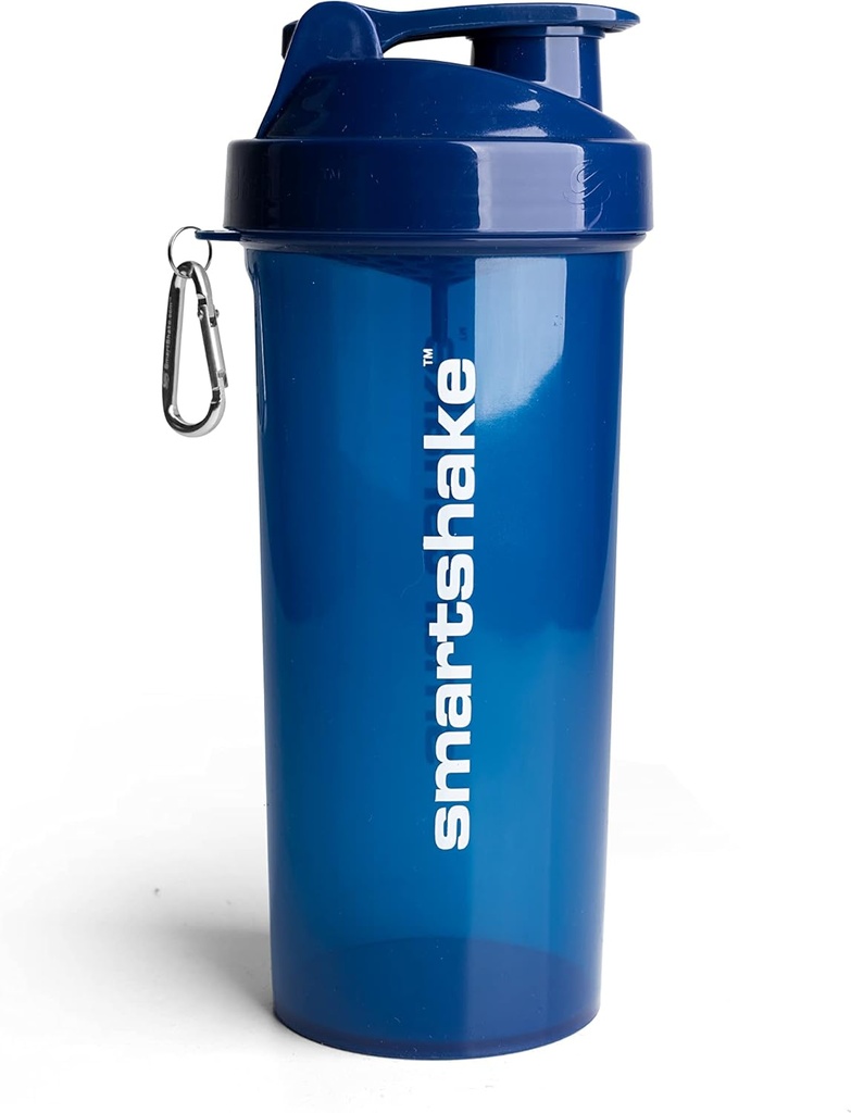 Smartshake Lite Protein Shaker Butelka 1000ml Biżuteria 124; Płynnoodporna siłownia Shaker Drink Butelka do Shakes Protein 124; Przezroczysta Butelka z polipropylenu, Bezpłatne Puchar z proszkiem białka dla mężczyzn i kobiet, Navy Blue