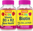 WellYeah Witamina D3 + K2 Dzieci + Biotin Dzieci, Gummies Bundle - Great Desting, Suplement witaminy, Gluten Free, GMO Free, Gummy do żucia