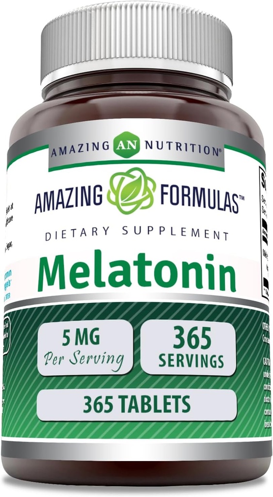 Amazing Melatonin 5 Mg Tablets Supplement Equipment 124; Non-GMO Equipment 124; Gluten Free Equipment 124; Made in USA (365)
