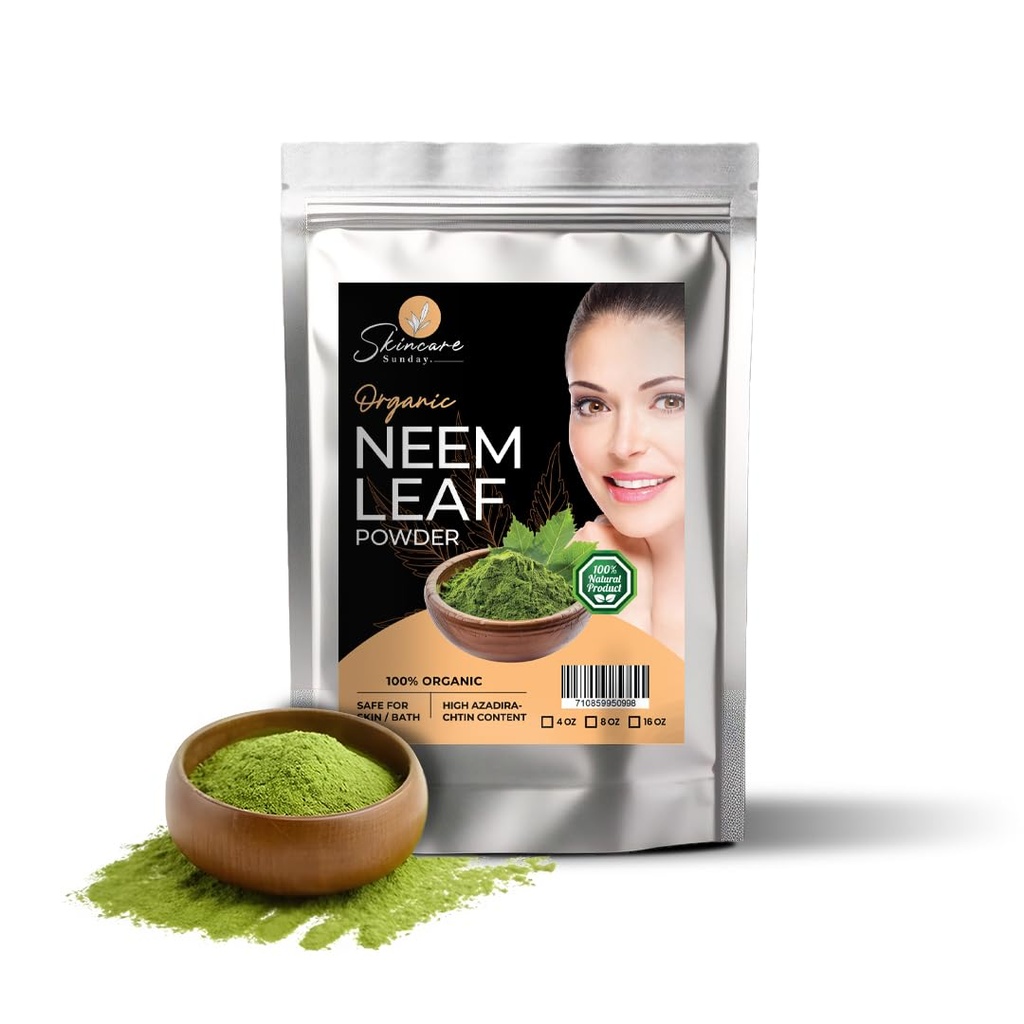 Organiczny proszek Neem Leaf do skóry, włosów i kąpieli - czysty i naturalny 124; Wzmacnia połysk - 1 funt