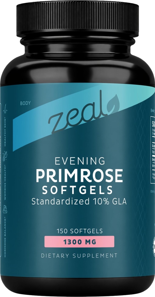 Wieczorne Primrose Oil Kapsułki (150 Płynne Softgels 124; 1300mg) Premium Wieczorne Primrose Oil - Natural-Sourced Hormon Supplement for Women - Cold Pressed w. 10% GLA