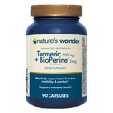 Naturalny Wonder Turmeric Supplement z BioPerine - Zwiększona absorpcja Turmeric Complex 500mg z BioPerine 5mg dla wspólnej funkcji, Mobilność i Komfort, 90 Kapsułki wegetariańskie Turmeric