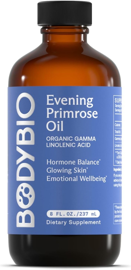 BodyBio Wieczór Primrose Oil - Naturalny Gamma kwas linolenowy dla zdrowej skóry i hormonu równowagi - Non-GMO, Cold Pressed - 8oz