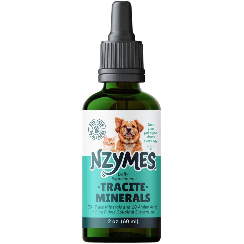 Nzymes ® Tracite Minerals for Pets - Kwas Fulvic, Kwas Humiczny i Żelazopochodne Krople mineralne i Amino Acids for ATP Energy, and Digestive Health - Made in USA