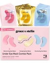 grace & stella Under Eye Mask - Redukcja ciemnych okręgów, Puffy Eyes, Undereye Bags, Zmarszczki - żel pod Eye Patches, Vegan Cruelty- Free Self Care (72 Pary, GoldPinkBlue)