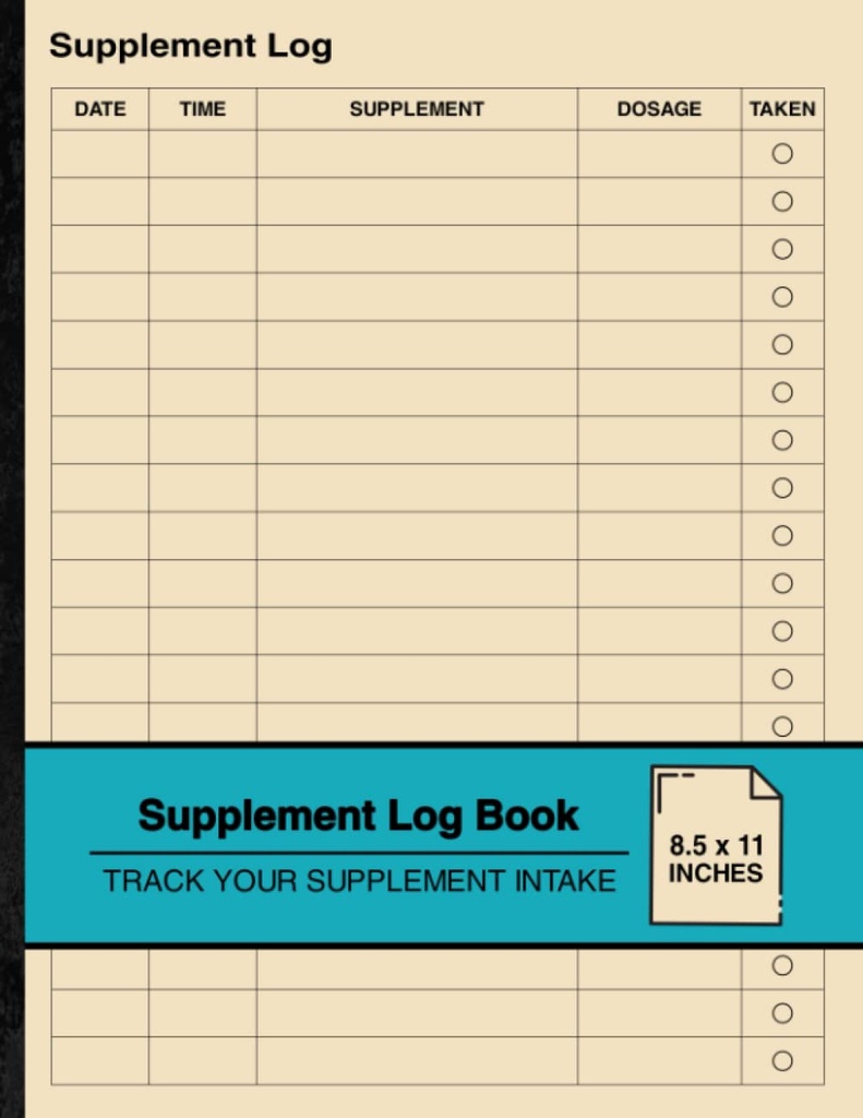 Supplement Log Book: Simple Supplement Logbook