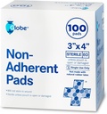 Globe Advanced Steryle Non-Adherent Pads Between 124; 100- Pack, 3 "x 4" Between 124; Non- Adhesive Bound Dressing Between 124; Highly Absorbent & Non- Stick, Painless Removal- Switch Between 124; Indywidualnie zapakowane dla dodatkowej ochrony (3 x 4)